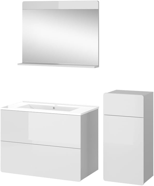 Badmöbel-Set Izan Weiß 4 Teile mit Midischrank Vicco