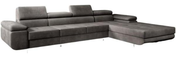 Designer Sofa Calvera Maxi mit Schlaf- und Klappfunktion (Samt) Anthrazit Rechts