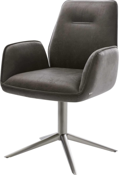 Drehstuhl Zoa-Flex Mikrofaser Anthrazit Vintage Fußkreuz Graphit 360° drehbar Wippfunktion Taschenfederkern