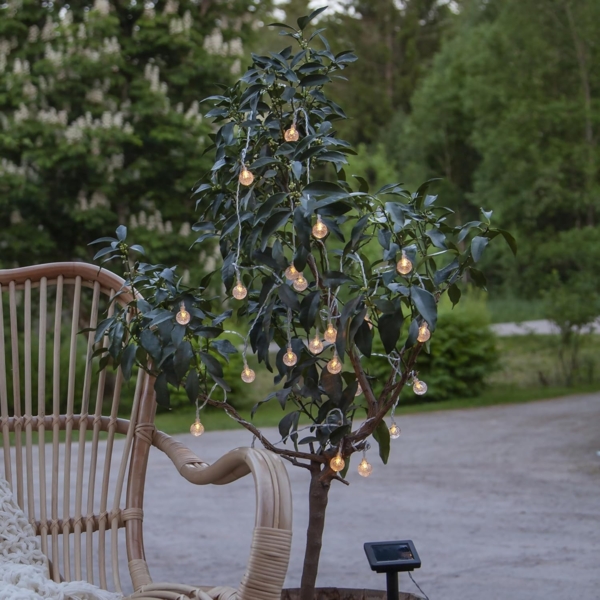 Solar-Lichterkette ,Globini', transparent, 20 Leuchtkugeln, Dämmerungssensor, warmweiß, L 475cm