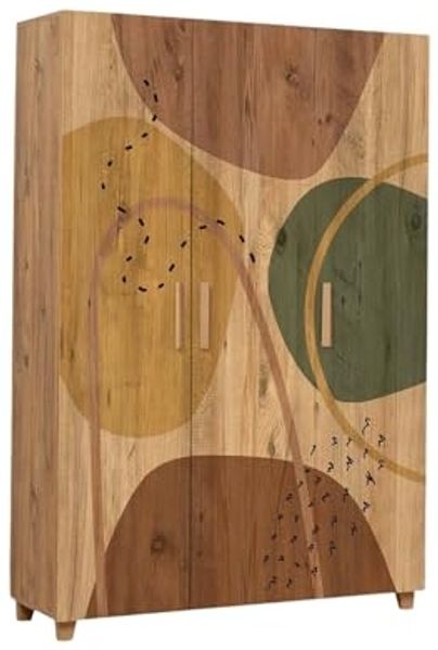 Dmora - Kleiderschrank mit 3 Türen Samh, Schlafzimmermöbel, begehbarer Kleiderschrank, Garderobenschrank, 120 x 48 x 189 cm, Eiche Bild 3