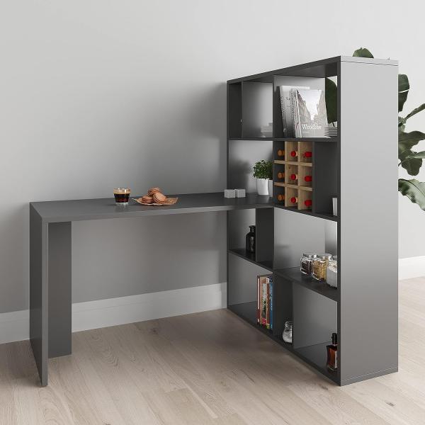 Fortuna - Bücherregal, Büroregal, Raumteiler mit 12 Fächern, asymmetrische Aufteilung, grau Bild 6