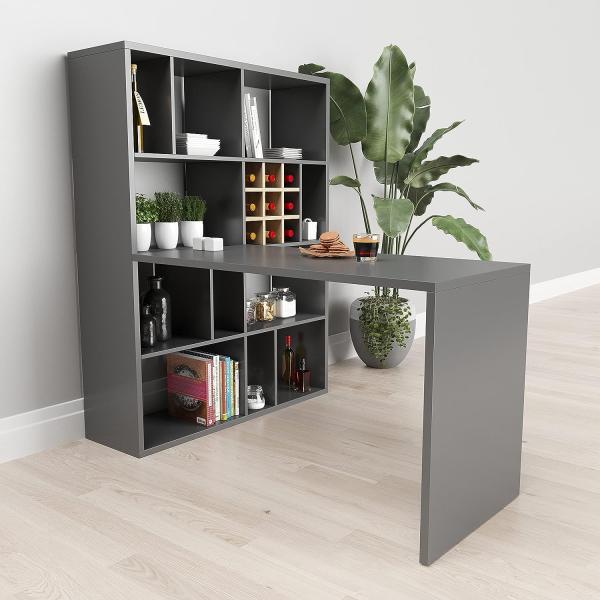 Fortuna - Bücherregal, Büroregal, Raumteiler mit 12 Fächern, asymmetrische Aufteilung, grau Bild 4