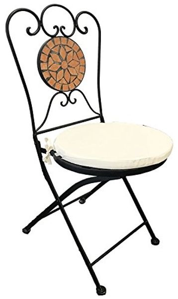 Mosaik Klappstuhl Gartenstuhl Bistrostuhl Terrakotta mit Polster