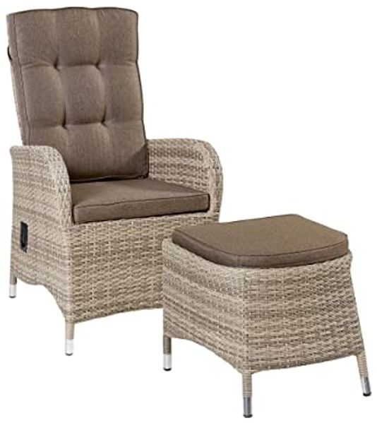 LC Garden Gartenstuhl LC Garden Turin Dining Liegesessel Set Positionsstuhl inkl. Hocker (2 St)