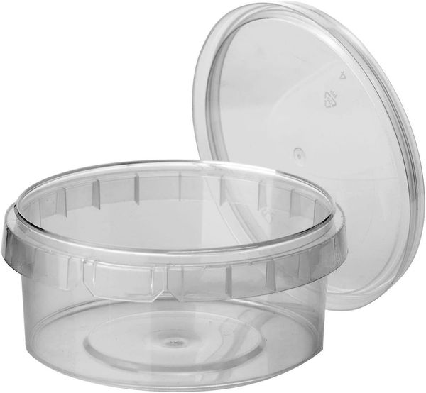 40 Feinkostbecher, PP rund 480 ml Ø 11,8 cm · 7 cm transparent mit Originalitätsverschluss