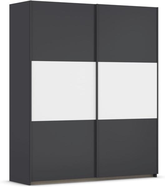 Rauch Möbel Neo, Schwebetürenschrank, Kleiderschrank, Kleiderschränke, Garderobe, Schrank mit Stauraum, 2-türig, Farbe Grau-metallic/Alpinweiß, 175 x 210 x 59 cm