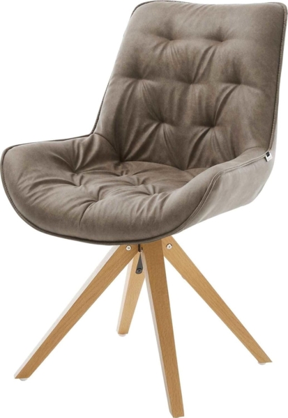 Esszimmerstuhl Taimi-Flex Mikrofaser Taupe Vintage Holzgestell kantig Natur