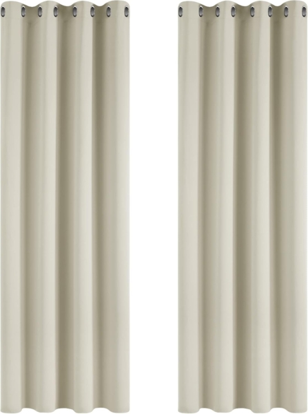 Deconovo Verdunkelungsvorhang Gardine Wohnzimmer Thermogardine Kälteschutz Ösen, 229x117 cm(HöhexBreite), Hellbeige, 2er Set