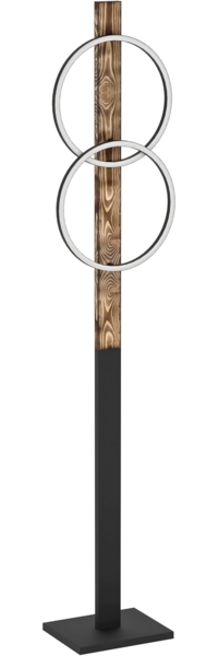Eglo 900892 LED Stehleuchte BOYAL Stahl, Holz schwarz, braun rustikal 2X9W 3000K L:30cm H:150cm mit Fußtrittschalter