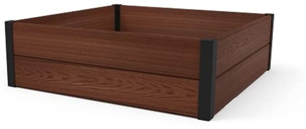 Keter Maple Hochbeet braun, Kunststoff mit Holzstruktur, Maße: 106 x 106 x 32 cm, quadratisch, wetterfest, robust, auch als Kräuter-oder Blumenbeet verwendbar, Kapazität 332l