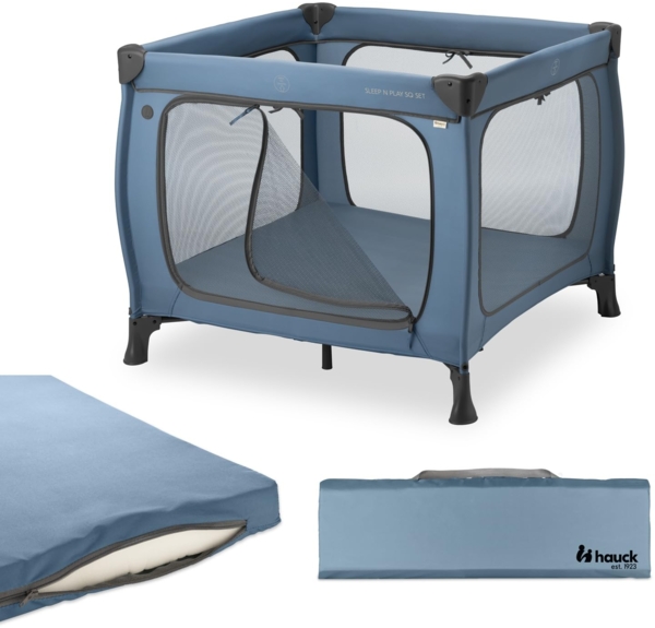 Hauck Baby-Reisebett Sleep N Play SQ, Set dark blue, inklusive Schaumstoff-Matratze
