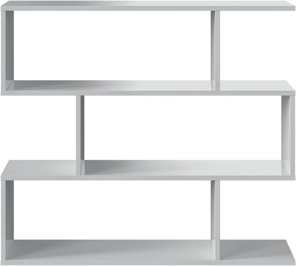 Habitdesign Bücherregal, Modell Athena, weißes Hochglanz-Finish, Maße: 97 cm (Höhe) x 110 cm (Breite) x 24 cm (Tiefe)