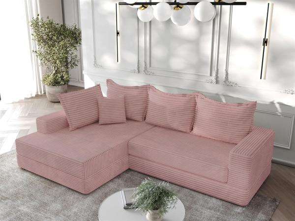 Ecksofa Couchgarnitur Sofa OSKAR in Stoff Tilia Altrosa Ottomane Links