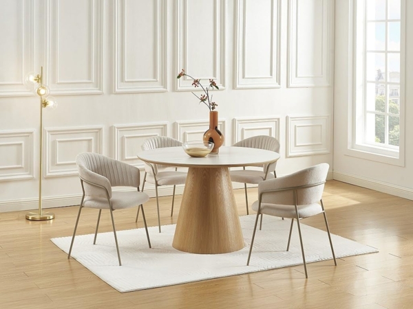 Vente-unique - Stuhl 2er-Set - Texturierter Stoff & Metall - Beige - MADOLIA von Pascal MORABITO Bild 2