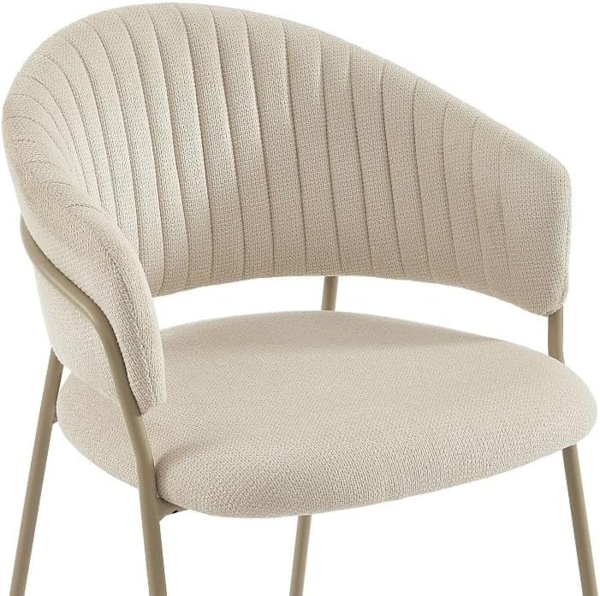 Vente-unique - Stuhl 2er-Set - Texturierter Stoff & Metall - Beige - MADOLIA von Pascal MORABITO Bild 6