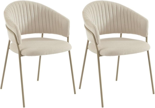 Vente-unique - Stuhl 2er-Set - Texturierter Stoff & Metall - Beige - MADOLIA von Pascal MORABITO Bild 1