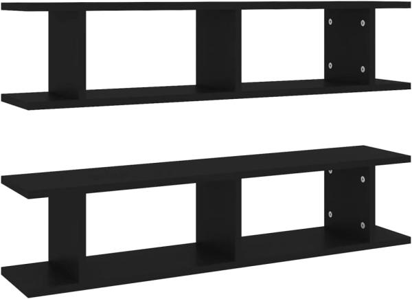 vidaXL Wandregale 2 Stk. Schwarz 90x18x20 cm Holzwerkstoff 807197