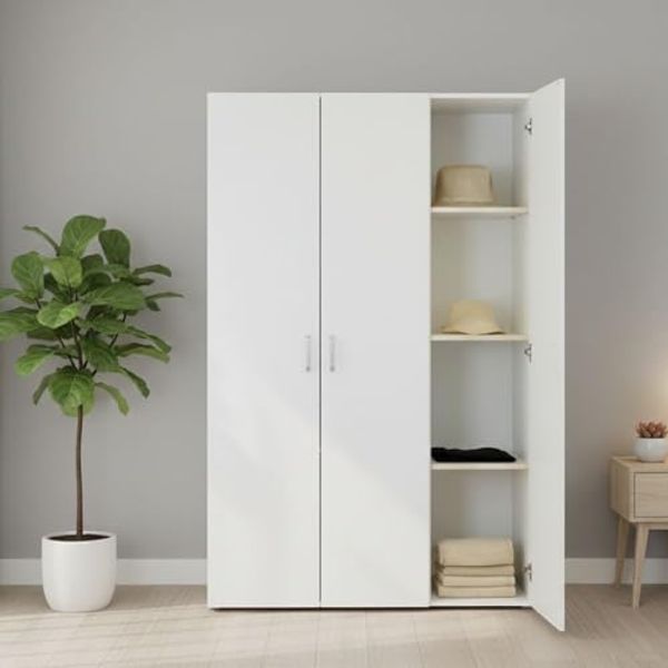 Dmora - Kleiderschrank 3 Türen Dublino, Schlafzimmermöbel, Schrank, Garderobe, 111x52 h179 cm, Weiß