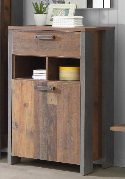 Schuhschrank >Celon< in Old Wood Vintage - 67x105,5x41,6cm (BxHxT)