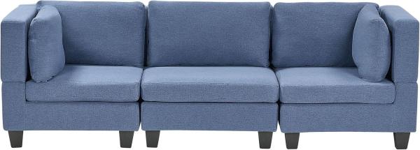 Beliani 'Unstad' Sofa, Blau, Leinenoptik, 72 x 76 x 228 cm, ohne Ottomane, Einzelsofa