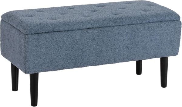 HOMCOM Sitzbank mit Klappdeckel, Samtoptik, Truhenbank (Polsterbank, 1-St, Bettbank), für Wohnzimmer, Grau