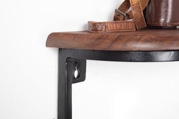 FineBuy Wandregal 50x15x13 cm Sheesham Massivholz / Metall Hängeregal Industrial, Kleines Design Schweberegal Rechteckig, Regal Hängend Wohnzimmer, Akzentregal Wand Bild 6