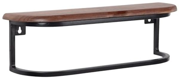 FineBuy Wandregal 50x15x13 cm Sheesham Massivholz / Metall Hängeregal Industrial, Kleines Design Schweberegal Rechteckig, Regal Hängend Wohnzimmer, Akzentregal Wand Bild 7