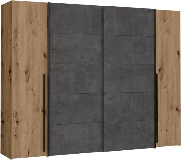 'Nagaro' Dreh- und Schwebetürenschrank, Artisan Eiche, 270x210x61cm