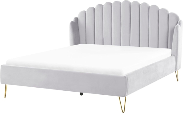 Bett mit Lattenrost AMBILLOU 180 x 200 cm Samtstoff Hellgrau