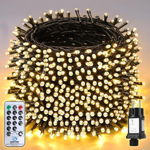 SALCAR 80m 1330er LED Lichterkette Weihnachtsbaum, 31V Christbaumbeleuchtung Außen mit Fernbedienung, Wasserdicht Lichterkette mit 8 Modi und Memory für Innen Garten Balkon Tannenbaum, Warmweiß