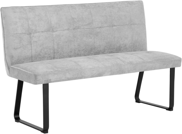 byLIVING Bank Talea / Moderne Sitzbank mit einem Webstoff-Bezug in hellgrau / Metall Gestell schwarz pulverbeschichtet / Bank mit Rückenlehne / B 140, H 92, T 59 cm