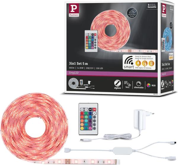 Paulmann 70534 SimpLED LED Strip Komplettset 5m Zigbee RGB weiß