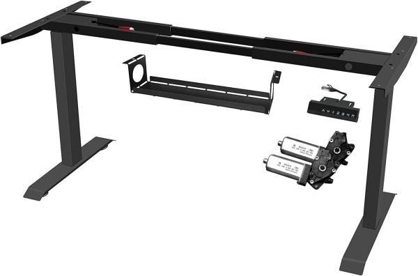 FANZTOOL höhenverstellbarer Schreibtisch-Gestell mit 2 x Bosch Motoren elektrisch stufenlos in Schwarz, Arbeitstisch Tischbeine mit Memory-Funktion, USB Steckdose, Kabelwanne