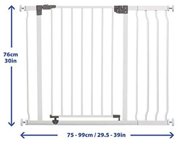 Dreambaby G9501 Liberty Treppenschutzgitter / Türschutzgitter-Set - 1 Gitter + 1 Verlängerung (passend 75cm-100cm) weiß Bild 2