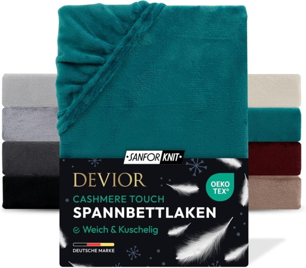 Devior Spannbettlaken Spannbetttuch Cashmere Touch Bettlaken Flausch Warm, Nicki, Gummizug: Rundumgummizug, Matratzen Bezug bis 22cm Matratzenhöhe Kuschelig Flauschig