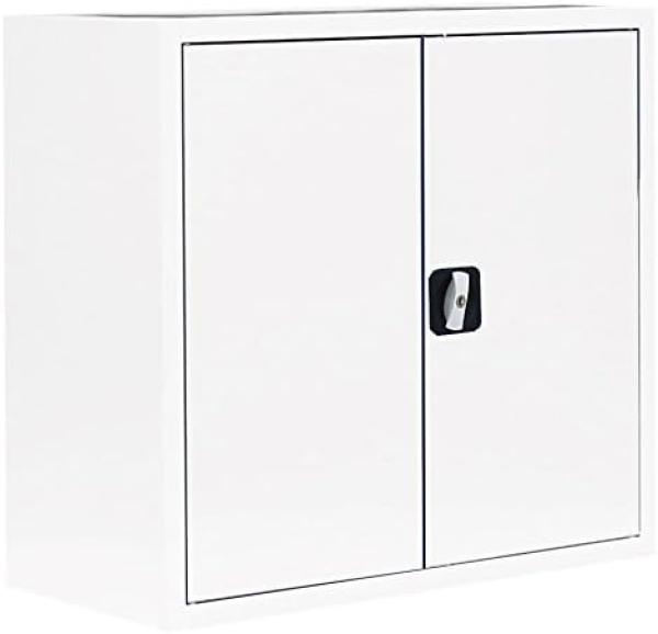 Stahl-Aktenschrank, Aktenschrank abschließbar, Büroschrank, Stahlschrank, Weiß, 750 x 800 x 383 mm 530307