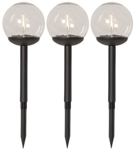 LED-Solar-Wegleuchte "Globe", 3er Set, weiß/schwarz