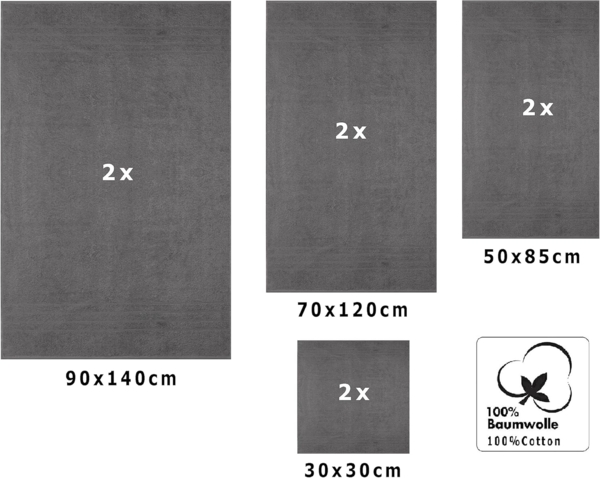 Betz Handtuch Set 8-TLG Handtuch-Set Deluxe, 100% Baumwolle (Set, 8-St), Farbe anthrazit Bild 2