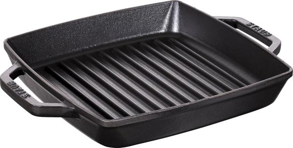 STAUB Gusseisen Grillpfanne mit zwei Griffen, Induktionsgeeignet, Quadratisch, Schwarz, 23 cm