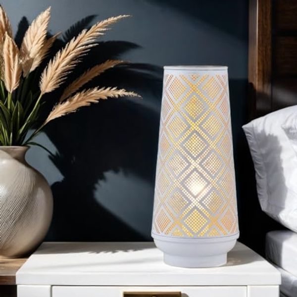 Marrakesch Orient & Mediterran Interior Nachttischlampe Boho Deko Stehlampe Tischlampe Lampe Qantas Klein Weiss, Handarbeit