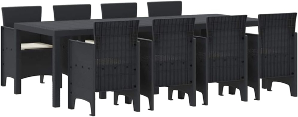 vidaXL Garten Essgruppe 9 pcs Anthrazit Polt Rattan 3378736