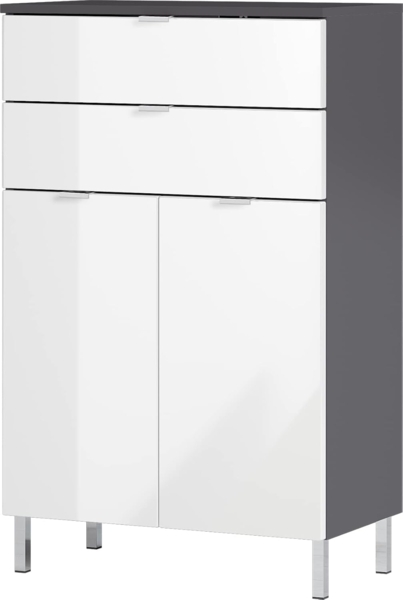Germania Kommode 8531-569 GW-MAURESA, in graphit/weiß, Fronten in Hochglanz, zwei Schubkästen, 60 x 97 x 34 cm (BxHxT)