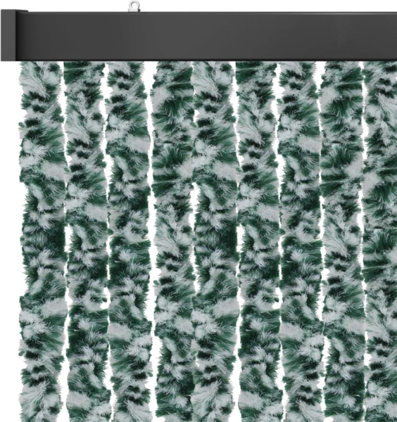 Flauschvorhang 56x185 Meliert dunkelgrün - weiß