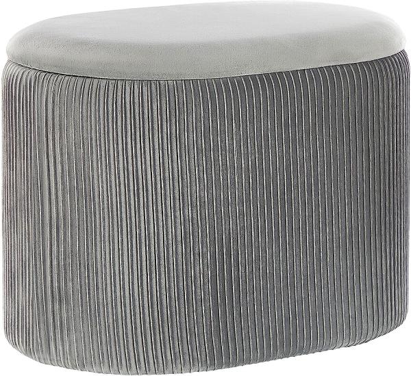 Pouf RICHLAND Hellgrau Samtstoff 55 cm 35 cm