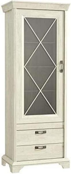 FORTE Kashmir Vitrine, Holzwerkstoff, Weiß/Beige, 78 x 210,3 x 48,2 cm