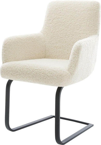 Freischwinger Heira-Flex mit Armlehnen Teddystoff Beige Freischwinger flach Schwarz Taschenfederkern