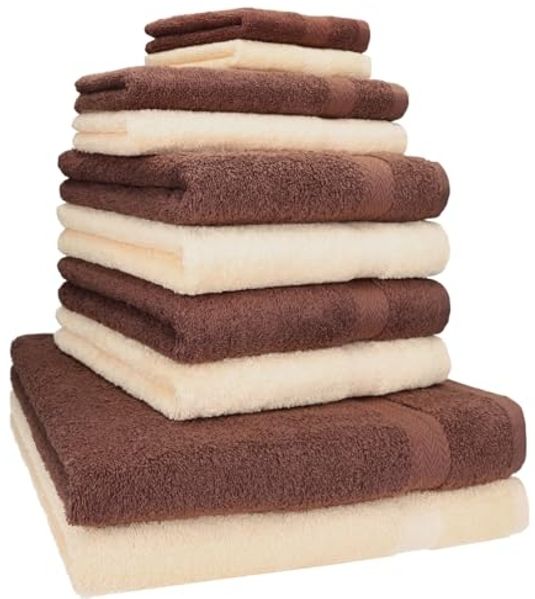 Betz Handtuch Set 10-TLG. Handtuch-Set Classic Farbe nussbraun und beige, 100% Baumwolle (Set, 10-St)