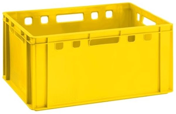 Fleischkiste E3 gelb 60 x 40 x 30 cm Lagerkiste Eurobox hoch aus Deutschland lebensmittelecht, robust, stapelbar