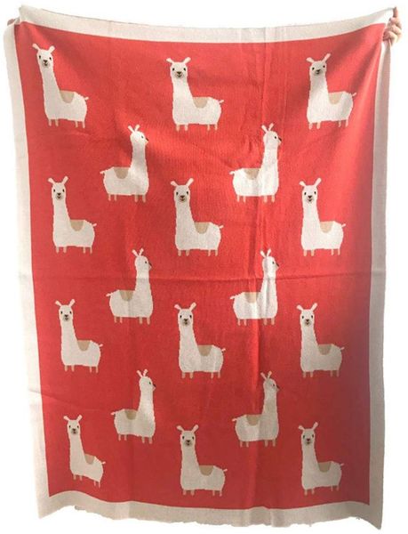 Strickdecke Babydecke Kuscheldecke, Odot Kinderwagen im Freien Kinderdecke Krabbeldecke Perfekt für Mädchen und Jungen Babys (90x110 cm,Alpaka)